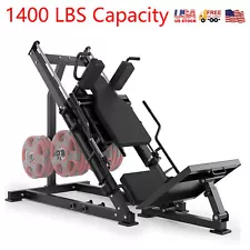 Leg Press Hack Squat Machine 1400 LB Capacity w/ Linear Bearing & Weight Storage