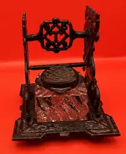 Antique Tatum's Standard Ornate Cast Iron Inkwell - A