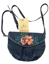 PATRICIA NASH HEALEY POUCH SMALL CROSSBODY BAG DENIM EMBROIDERED NWT