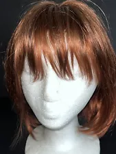 Plus Wig Red Hair Chin Straight W/ Bangs Synthetic Looks Real