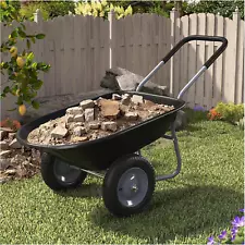 Enlarged 2-Wheel Wheelbarrow, Easy Loading and Dumping Garden Cart, Heavy Duty U