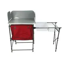 Deluxe Camping Kitchen with Storage Silver and Red