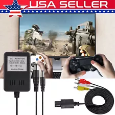 AC Adapter Power Cord & RCA AV Cable Bundle For SNES Super Nintendo Game System