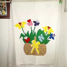 X-Large! 55"x36" Garden/Yard/House Flag, Spring Flower Daffodil Basket, Applique