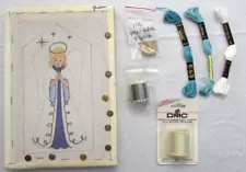 HAND PAINTED CHRISTMAS NATIVITY ANGEL #1 BLUE NEEDLEPOINT lot only for llewisxxx