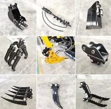 Attachments Mini Excavator : Grabber, Hammer, Ripper, Rake, Auger, Bucket, Thumb