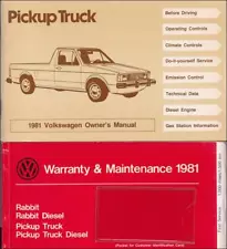 1981 VW Pickup Owners Manual MINT Volkswagen Rabbit Truck Guide n Warranty Book