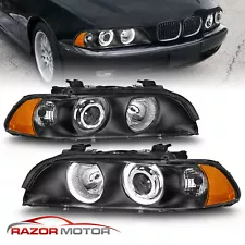 1997-2003 Black Dual Halo Projector Headlights For BMW E39 5-Series 528i/540i (For: 1998 BMW 528i)