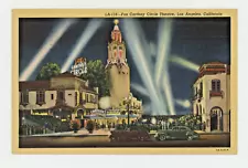 Vintage Postcard CALIFORNIA CIRCLE THEATRE LOS ANGELES LINEN STAMP POSTED 1951