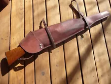 SMOOTH LEATHER RIFLE SCABBARD FOR SADDLE W/ATTACHMENT STRAPS - PREVIOUSLY OWNED