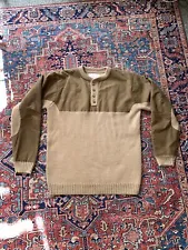 Filson Waterfowl Henley Guide Sweater Pullover Wool 90s Vtg Tan M