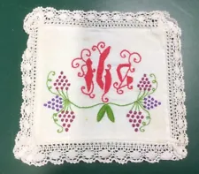 British Army Field Church Communion Pall, Cotton Doily, Embroidered, Altar Cloth