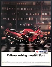 1991 Suzuki Katana 750 Motorcycle photo "Relieves Aching Muscles" promo print ad