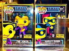 Funko Pop! Black light Joker + Harley Quinn Set of 2 Hot Topic in protectors