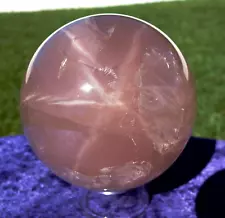 Sizzling Pink STAR ROSE Quartz Crystal Large Sphere Ball Deep Color For Sale