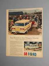 1958 FORD STATION WAGON AD W/ THE COUNTRY SEDAN AND FORDOR RANCH WAGON MODELS