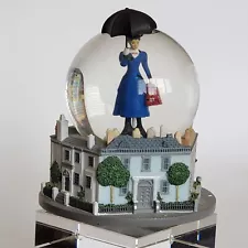 Mary Poppins 4" glass snow globe musical Chim Chim Cher-ee blue dress umbrella