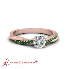 1 Carat Lab Created Round Cut Diamond And Emerald Infinity Twist Engagement Ring