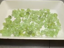 Peridot faceting rough parcel. new pastel color. clean. 30 Gms. Pakistan.