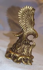 Flying Eagle Soaring Antique Solid Brass Old Gold Lustre Vintage Bird Americana