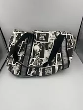 VICTORIA'S SECRET White Black Graphic Tote Duffle Bag Overnight Weekender