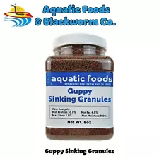 Guppy Sinking Granules - Great for Guppies, Tetras, Mollies, Livebearers. WL-JAR