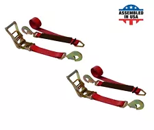 USA 2 Pack 2" x 8' Ratchet Tie Down Axle Strap for Race Car Trailer Car Hauler