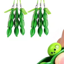 Edamame Keychain Fidget Toys, Squeeze-a-Bean Puchi Puti Mugen Keyring Pea Key...