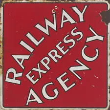 RAILWAY EXPRESS AGENCY ADVERTISING METAL SIGN