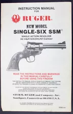 Original 1984 Ruger Instruction Manual New Model Single-Six SSM 32 H&R Magnum