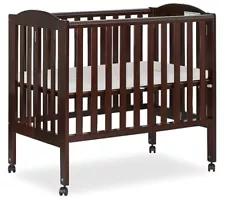 Dream On Me 2 In One Portable Crib NEW IN BOX folding Crib With Wheels ESPRESSO