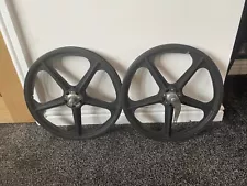 Skyway Tuff USA Mag Wheels Old School BMX 1980s Used In Black Metal Hubs Coaster