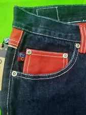 NOS RARE VTG 99' 00' Unreleased Coogi red stripe straight leg dark jeans 30W 32L