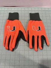 NCAA Miami Hurricanes Colored Palm Utility Gloves Orange w/ Green Palm by FOCO