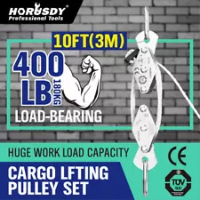 180 KG Poly Rope Hoist Pulley Wheel Block and Tackle Wild Game Deer Hanger New