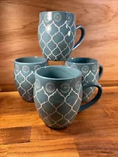 Set Of 4 Baum Moroccan Turquoise Tea Coffee Mugs Cups Oversized Large