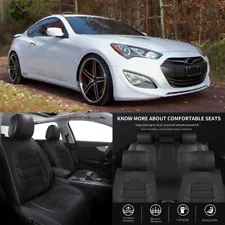 For Hyundai Genesis Coupe Black PU Leather Front Seat Car Cushion Cover 5-Layer