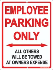 EMPLOYEE Parking Only Sign 9"x12" Metal Garage Lot Employees Signs