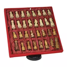 Marble Chess Pieces Only Handmade Chess Pieces with Storage Tray Coral & Red