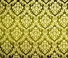 Green & Ivory Iridescent Silk Damask Upholstery & Drapery Fabric | 55 in | BTY