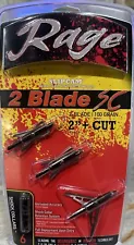 Rage Archery Broadheads 2-Blade 100 Grain 2inch SlipCam™ Rear Deploying (3Pack)