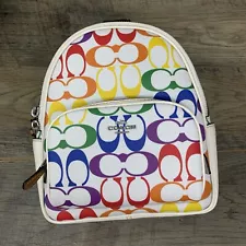 Coach Mini Court Backpack In Rainbow Signature Canvas CK377 — New