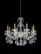 Chandelier 28" Wide Gold Crystal Chandelier