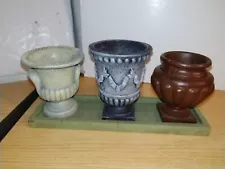 New ListingNeat Unique Design & Colors Set of 3 Resin Mini Pot Planters with Tray 3" Tall