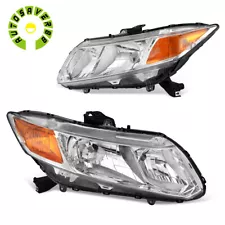 For 2012-2015 Honda Civic Sedan 12-13 Civic Coupe Headlights Chrome Amber Lamps (For: 2015 Honda Civic)