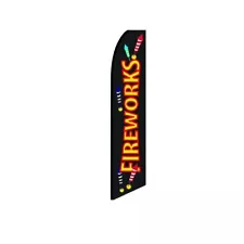 Fireworks Black Swooper Flutter Feather Flag | 3ft W x 11.5ft Tall