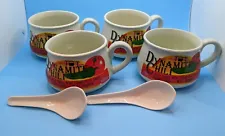 Soup Bowl Mug Dynamite Chili Will Rogers Ceramic Cup Collectible Vintage Set 4