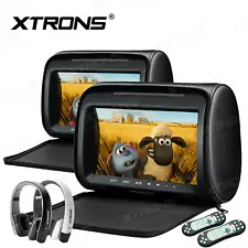 XTRONS 2x 9" Car Headrest 1080P DVD Player Pillow Monitor USB SD HDMI FM IR Game