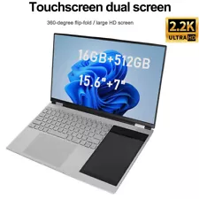 15.6+7IN HD Touch Dual Screen Laptop Intel QuadCore 2.90GHz 512GB SSD Windows 11