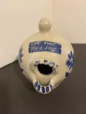 Williamsburg Pottery Blue Salt Glaze BIRD HOUSE "Will Rent For A Song" Vtg 1997